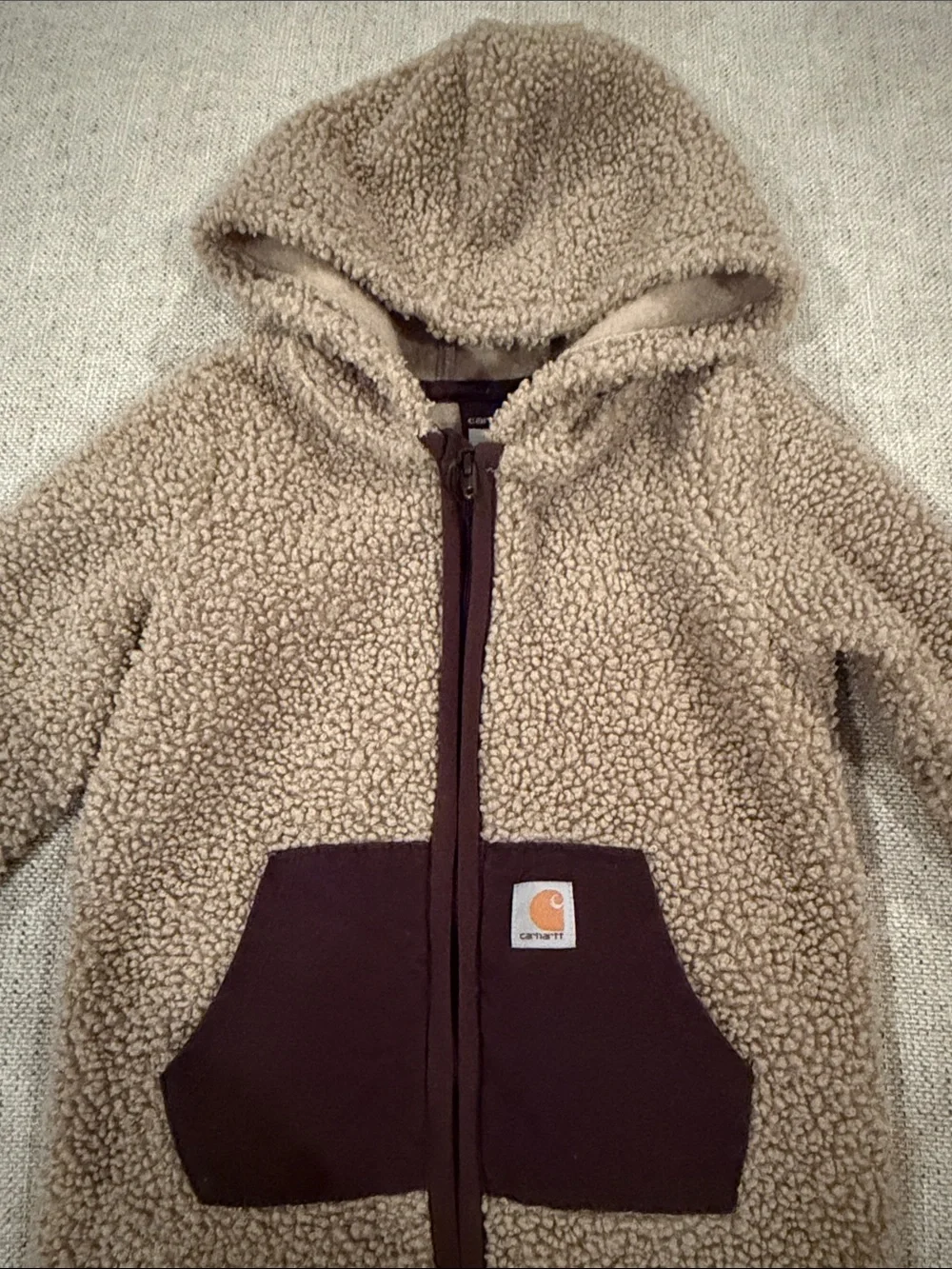 Carhartt Tan Sherpa Hooded One-Piece with Brown Pocket